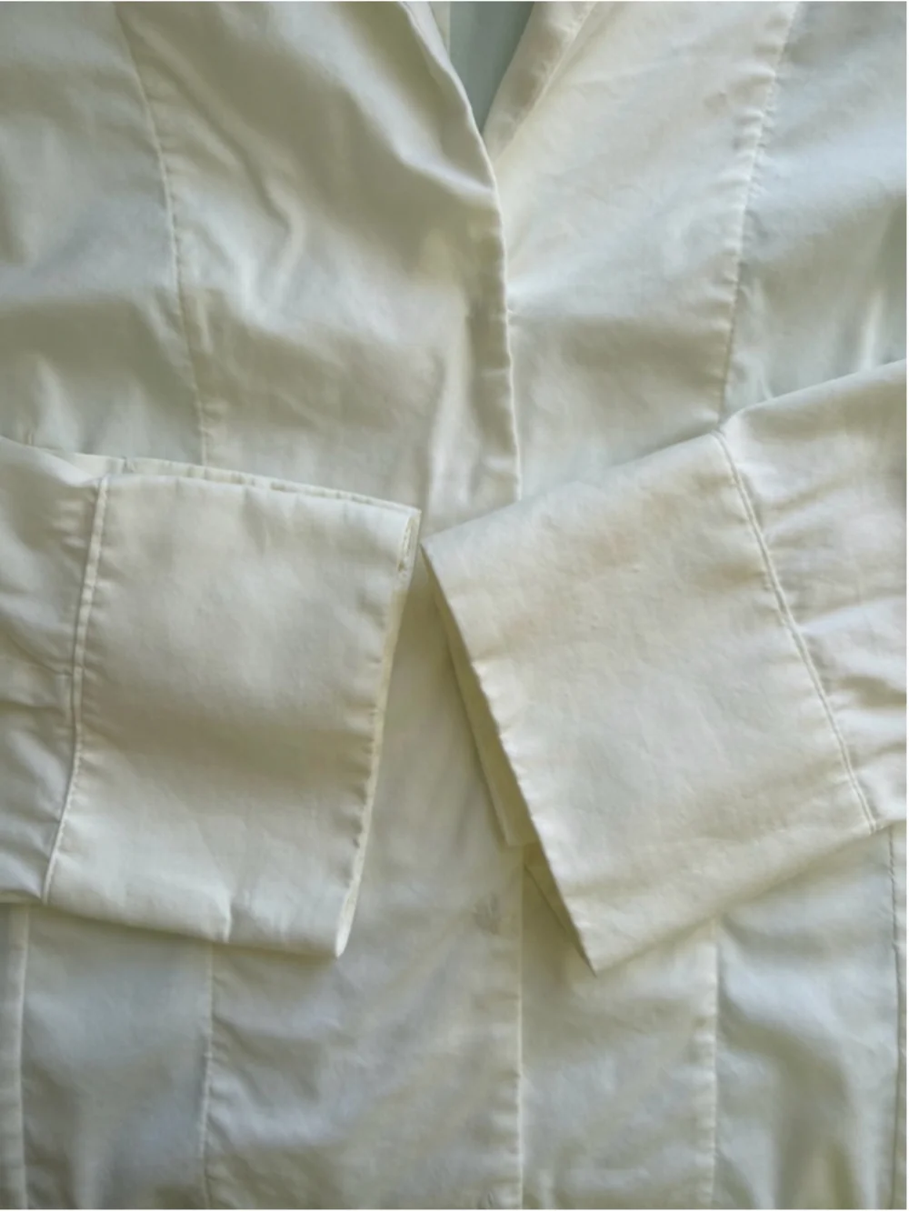 Akris Ivory Snap Front Stretch Cotton Blouse Shirt Size M Minimalist Business